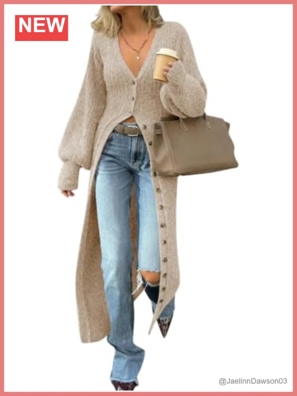 Womens Long Button Up Cardigan Sweater Dress V Neck Knit Duster